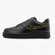 Nike Womens/Mens Air Force 1 Black Metallic Gold Removable Swoosh Pack CT2252 001 Running Sneakers