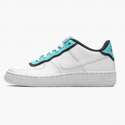 Nike Women's Air Force 1 Low GS Double Layer Aqua Black BV1084 100 Running Sneakers