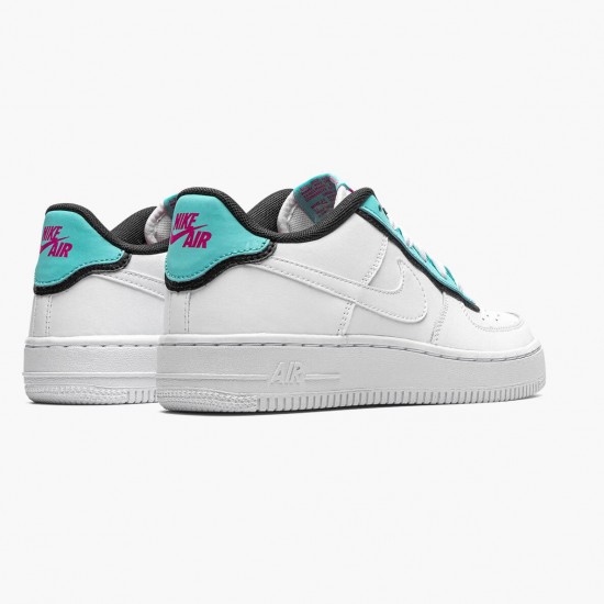 Nike Womens Air Force 1 Low GS Double Layer Aqua Black BV1084 100 Running Sneakers