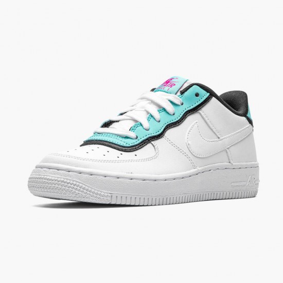 Nike Womens Air Force 1 Low GS Double Layer Aqua Black BV1084 100 Running Sneakers