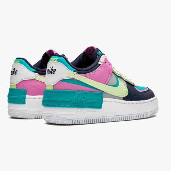 Nike Womens Air Force 1 Shadow Barely Volt Oracle Aqua CK3172 001 Running Sneakers