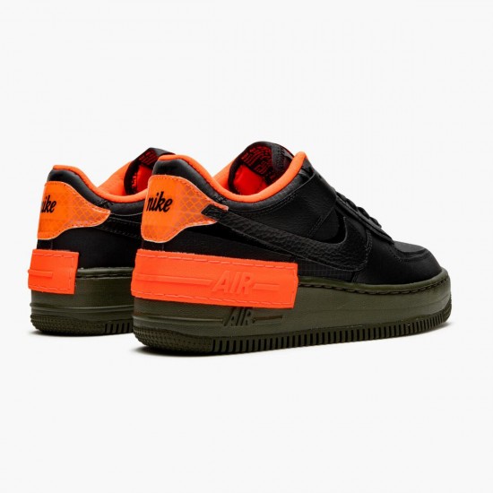 Nike Womens Air Force 1 Shadow Black Hyper Crimson Cargo Khaki CQ3317 001 Running Sneakers