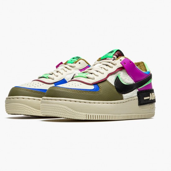 Nike Womens Air Force 1 Shadow Cactus Flower Olive Flak CT1985 500 Running Sneakers