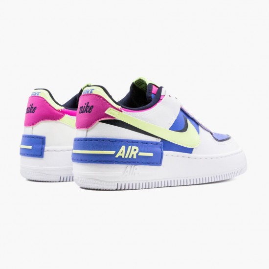 Nike Womens Air Force 1 Shadow White Sapphire Barely Volt CJ1641 100 Running Sneakers