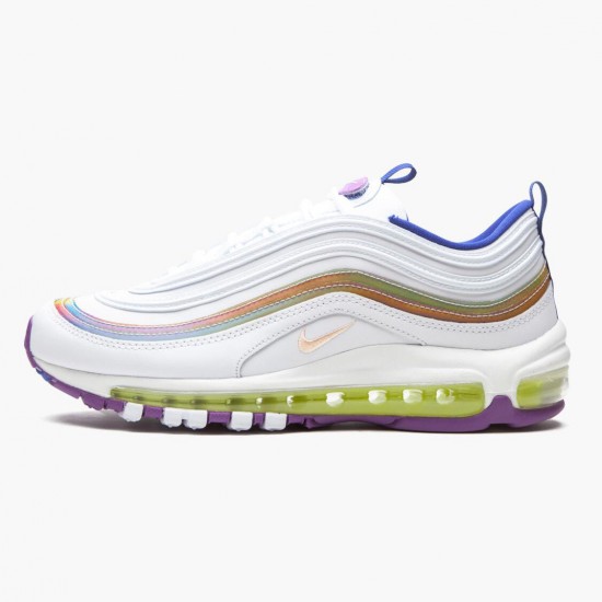 Nike Womens Air Max 97 White Iridescent Stripes CW2456 100 Running Sneakers