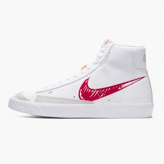 Nike Womens/Mens Blazer Mid 77 Sketch White Red CW7580 100 Running Sneakers