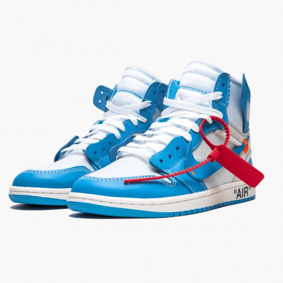 Nike Mens Air Jordan 1 Retro High Off White University Blue AQ0818 148 Running Sneakers