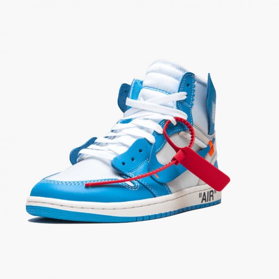 Nike Mens Air Jordan 1 Retro High Off White University Blue AQ0818 148 Running Sneakers