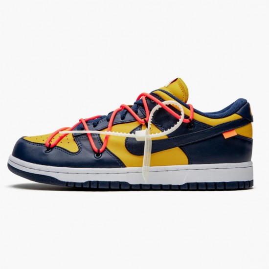 Nike Womens/Mens Dunk Low Off White University Gold Midnight Navy CT0856 700 Running Sneakers