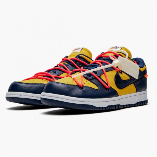 Nike Womens/Mens Dunk Low Off White University Gold Midnight Navy CT0856 700 Running Sneakers