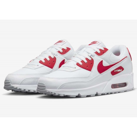 Nike Mens Air Max 90 White Red DX8966-100 Running Sneakers