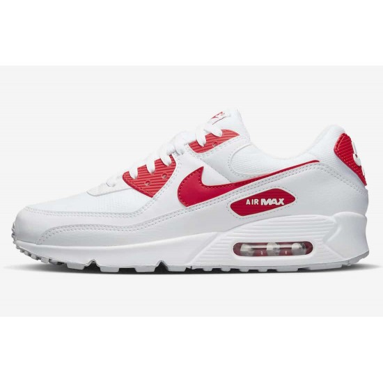 Nike Mens Air Max 90 White Red DX8966-100 Running Sneakers