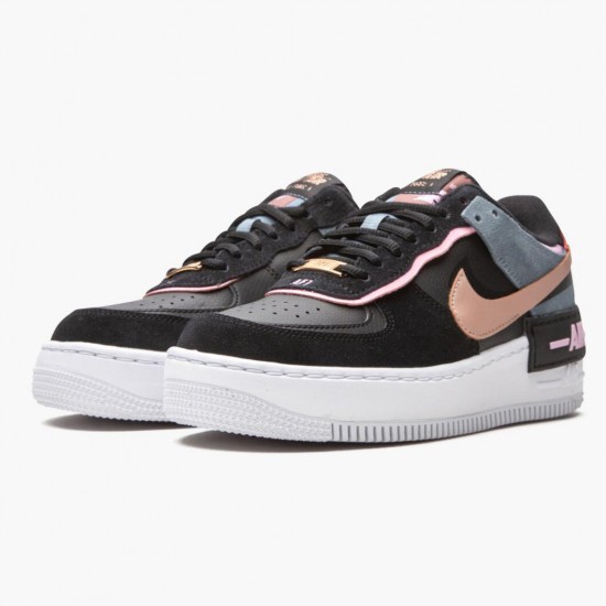 Nike Womens Air Force 1 Low Shadow Black Light Arctic Pink Claystone Red CU5315-001