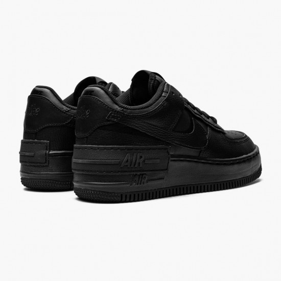 Nike Womens Air Force 1 Low Shadow Triple Black Running Sneakers CI0919-001